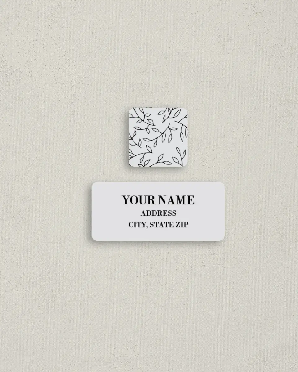This is a 2¼" x 1" Labels; 1" x 1" Seals Return Address Label called Naturally Leaves printed in full color
