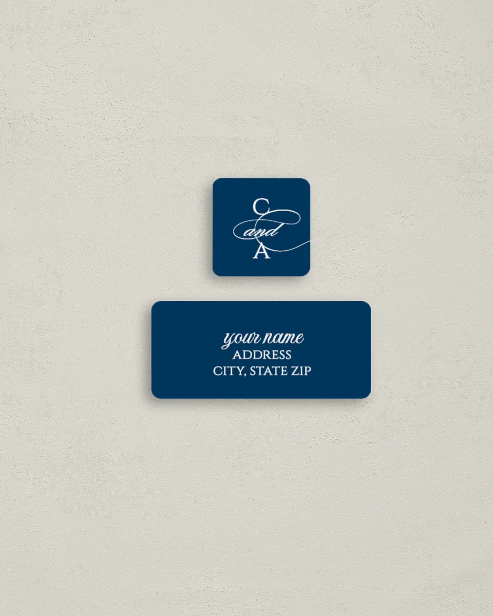 This is a 2¼" x 1" Labels; 1" x 1" Seals Return Address Label called Glam District printed in full color