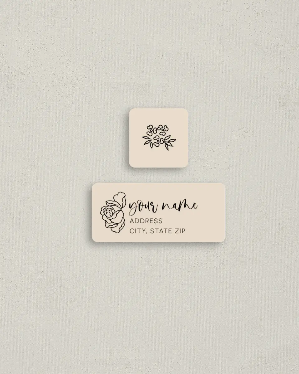 This is a 2¼" x 1" Labels; 1" x 1" Seals Return Address Label called Simple Gardens printed in full color