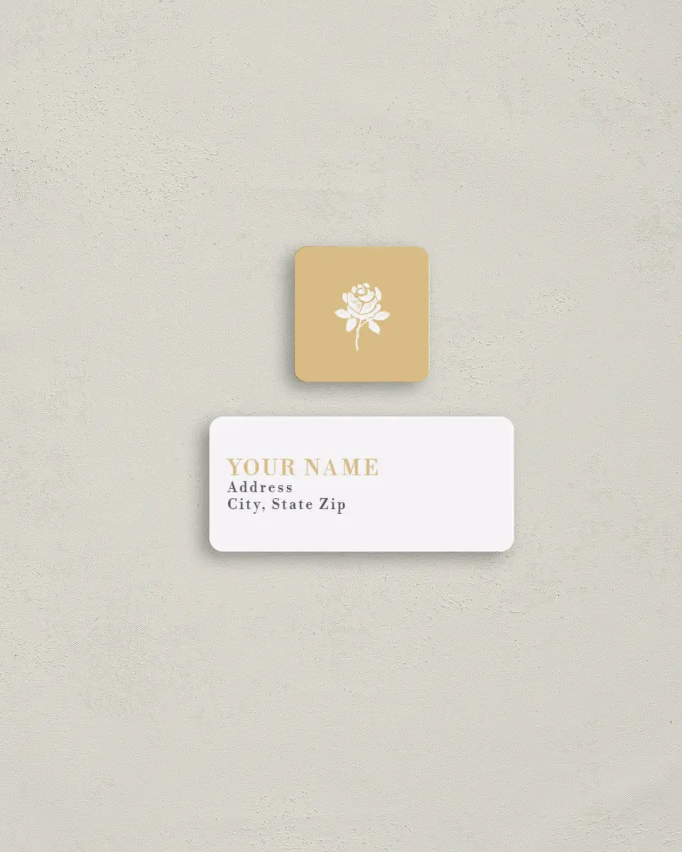 This is a 2¼" x 1" Labels; 1" x 1" Seals Return Address Label called Etched Elegance printed in full color