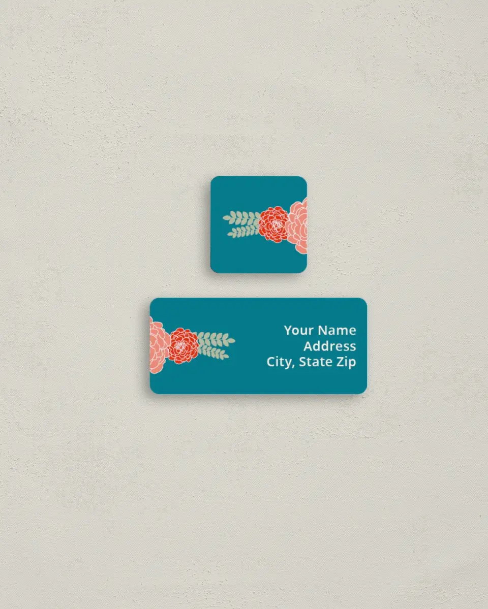 This is a 2¼" x 1" Labels; 1" x 1" Seals Return Address Label called Botanical Cheer printed in full color