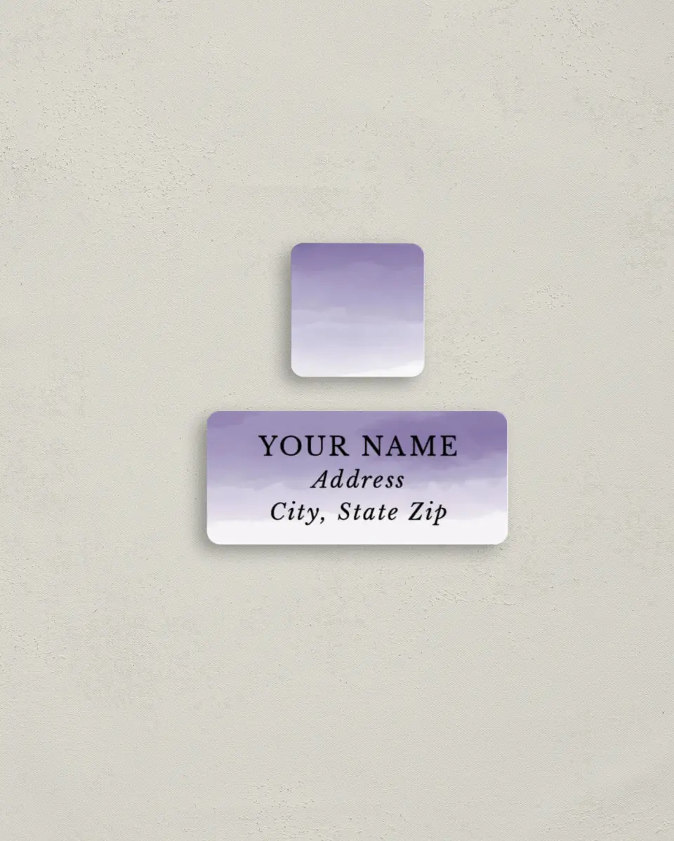 This is a 2¼" x 1" Labels; 1" x 1" Seals Return Address Label called Luminous Ombre printed in full color