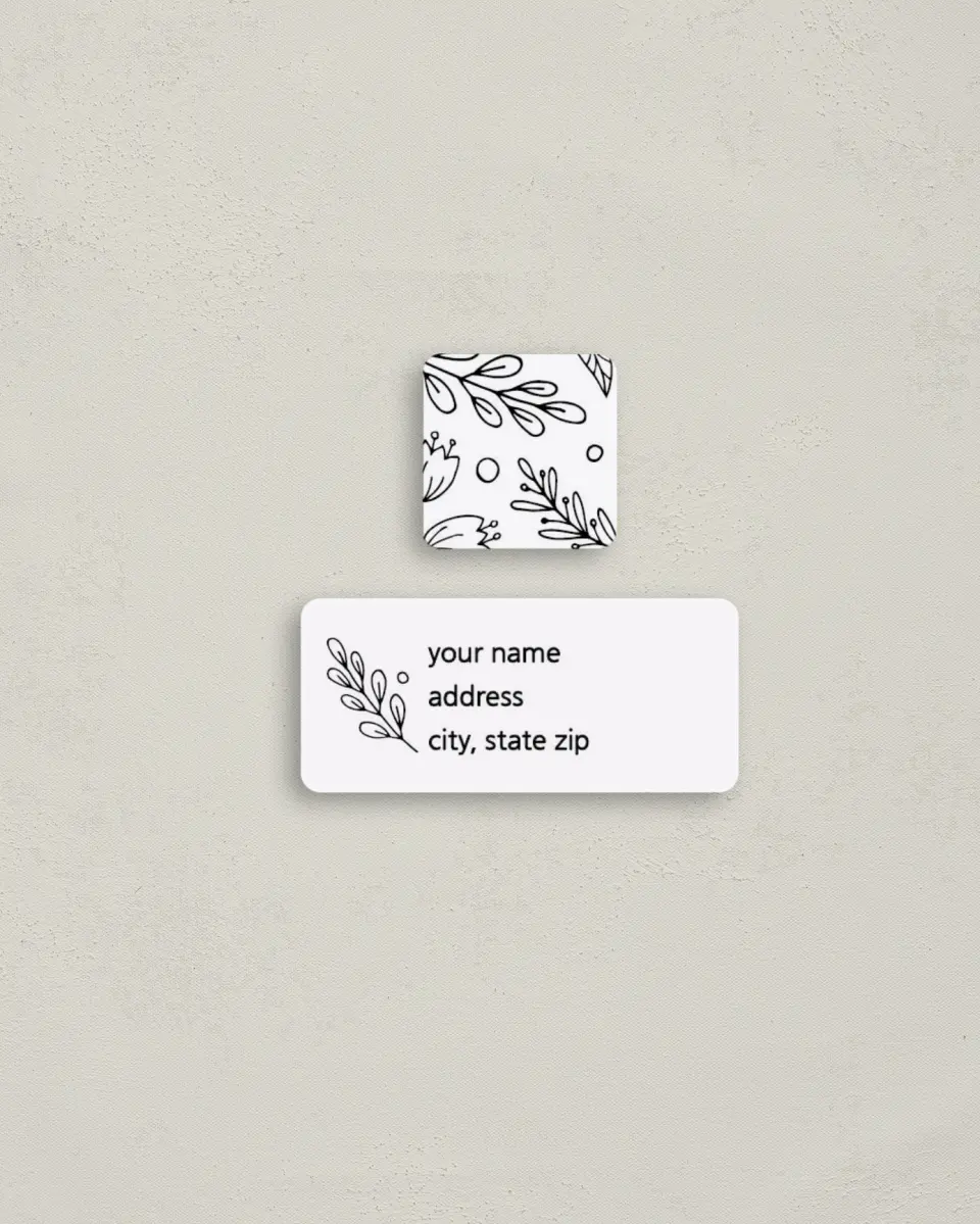 This is a 2¼" x 1" Labels; 1" x 1" Seals Return Address Label called Budding Bouquet printed in full color