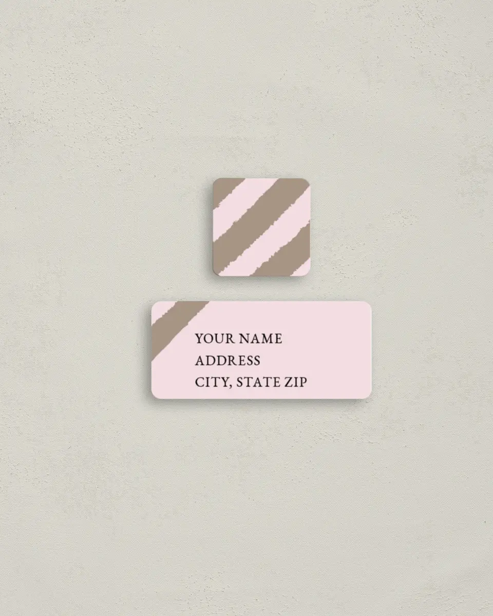 This is a 2¼" x 1" Labels; 1" x 1" Seals Return Address Label called Sweetened Stripes printed in full color
