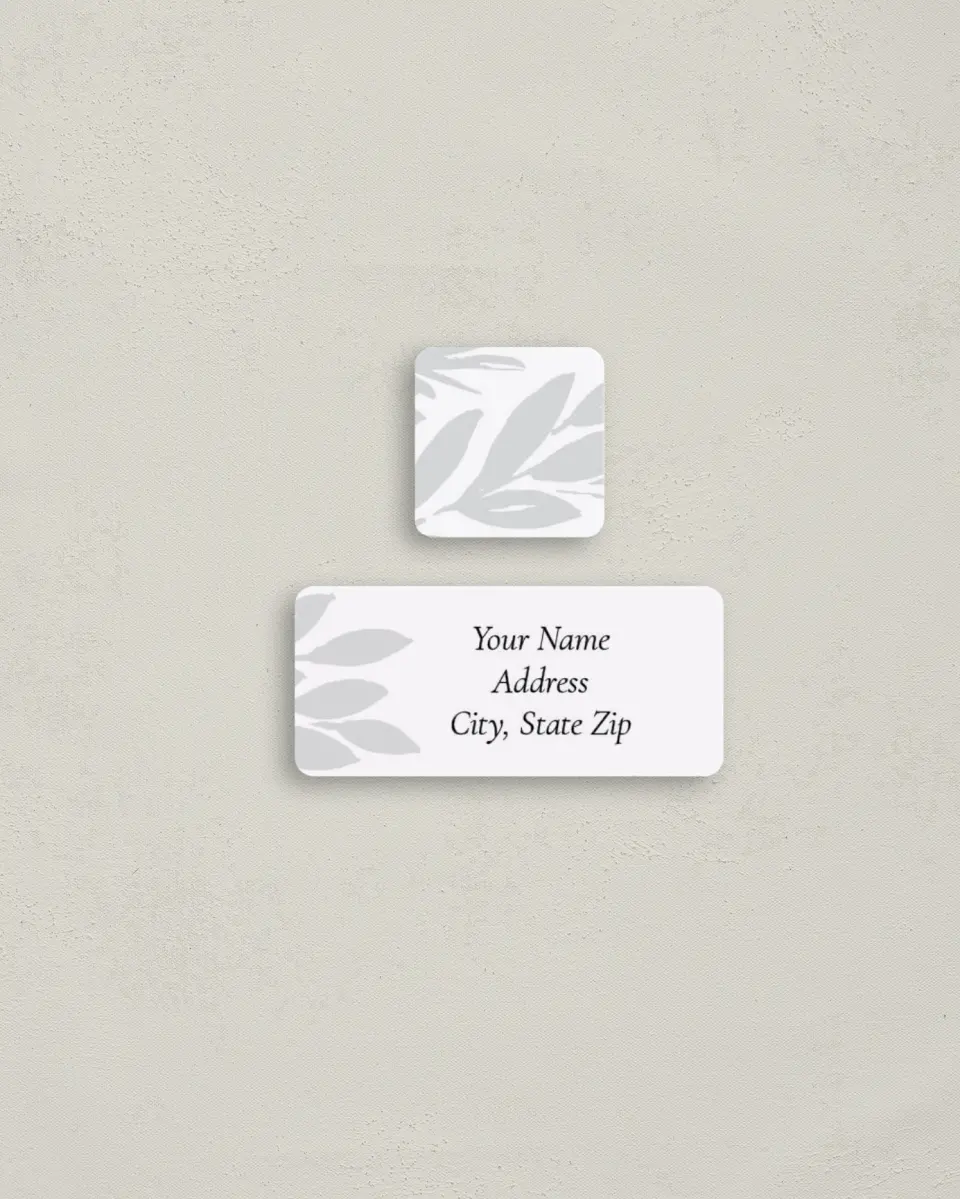 This is a 2¼" x 1" Labels; 1" x 1" Seals Return Address Label called Leafy Wonder printed in full color
