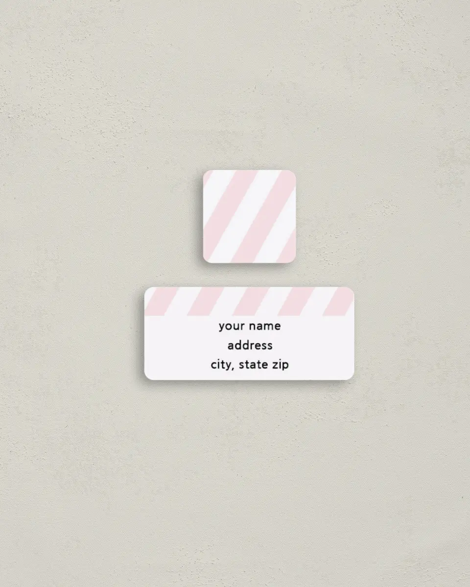 This is a 2¼" x 1" Labels; 1" x 1" Seals Return Address Label called Delightful Stripes printed in full color