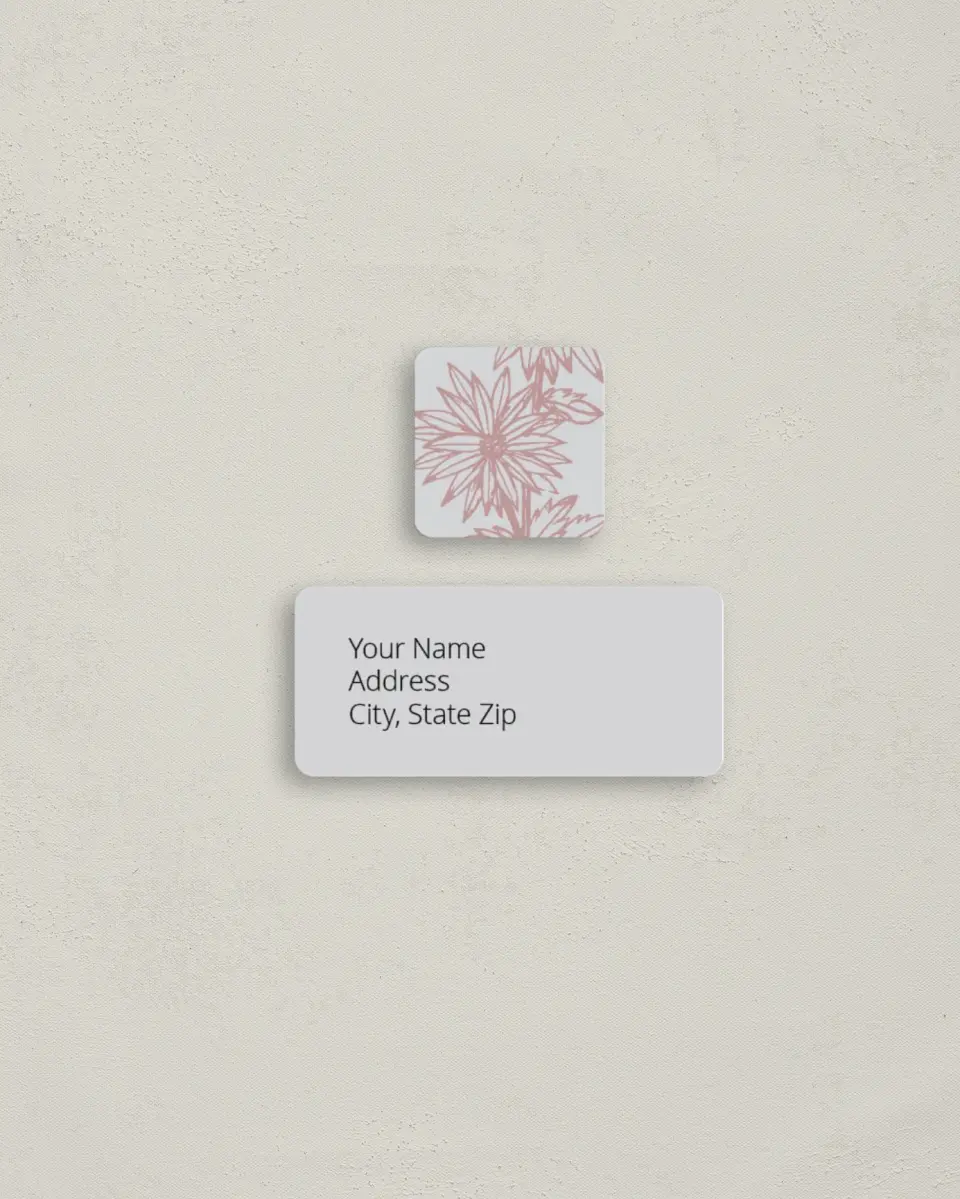 This is a 2¼" x 1" Labels; 1" x 1" Seals Return Address Label called Botanical Burst printed in full color