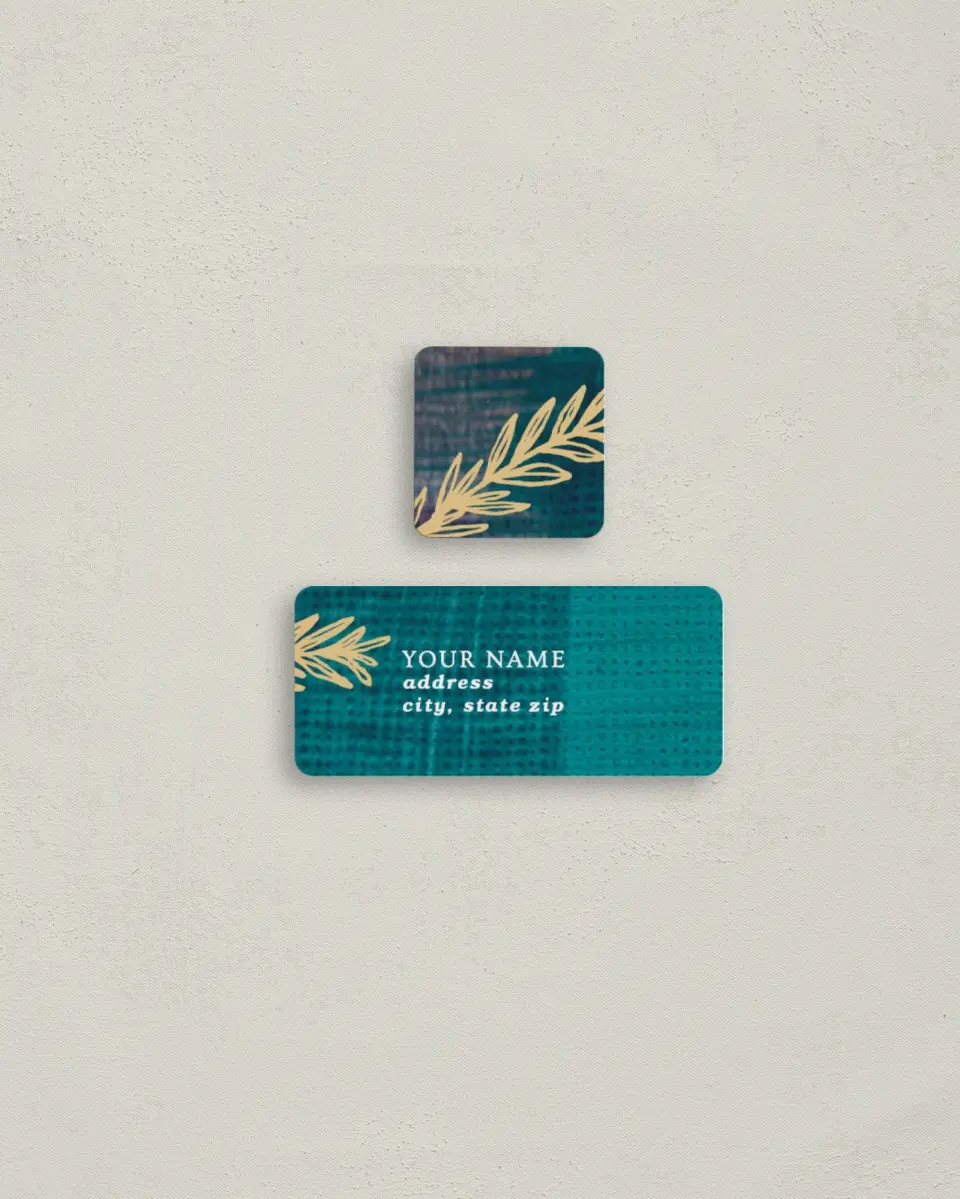 This is a 2¼" x 1" Labels; 1" x 1" Seals Return Address Label called Shining Vines printed in full color