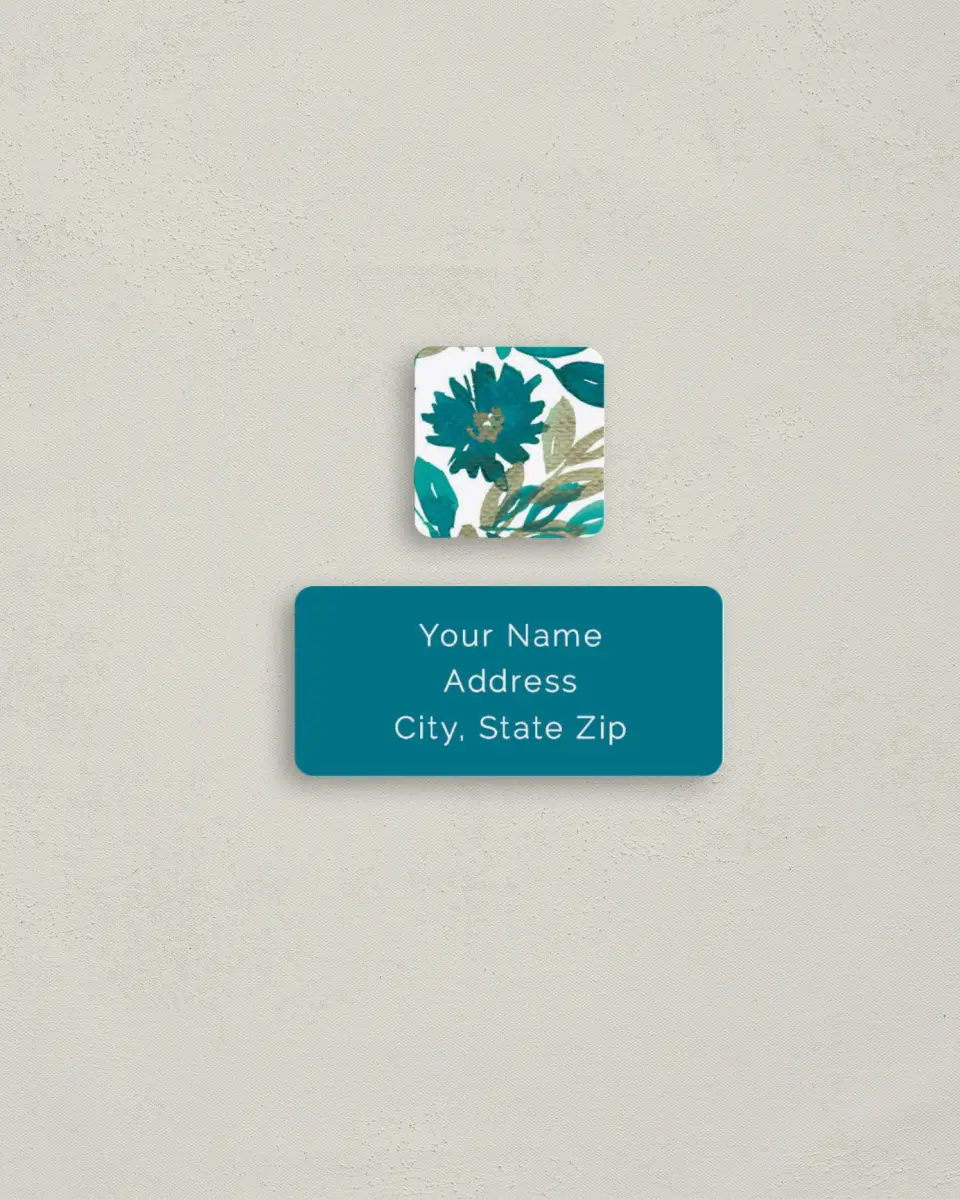 This is a 2¼" x 1" Labels; 1" x 1" Seals Return Address Label called Boho Floral printed in full color