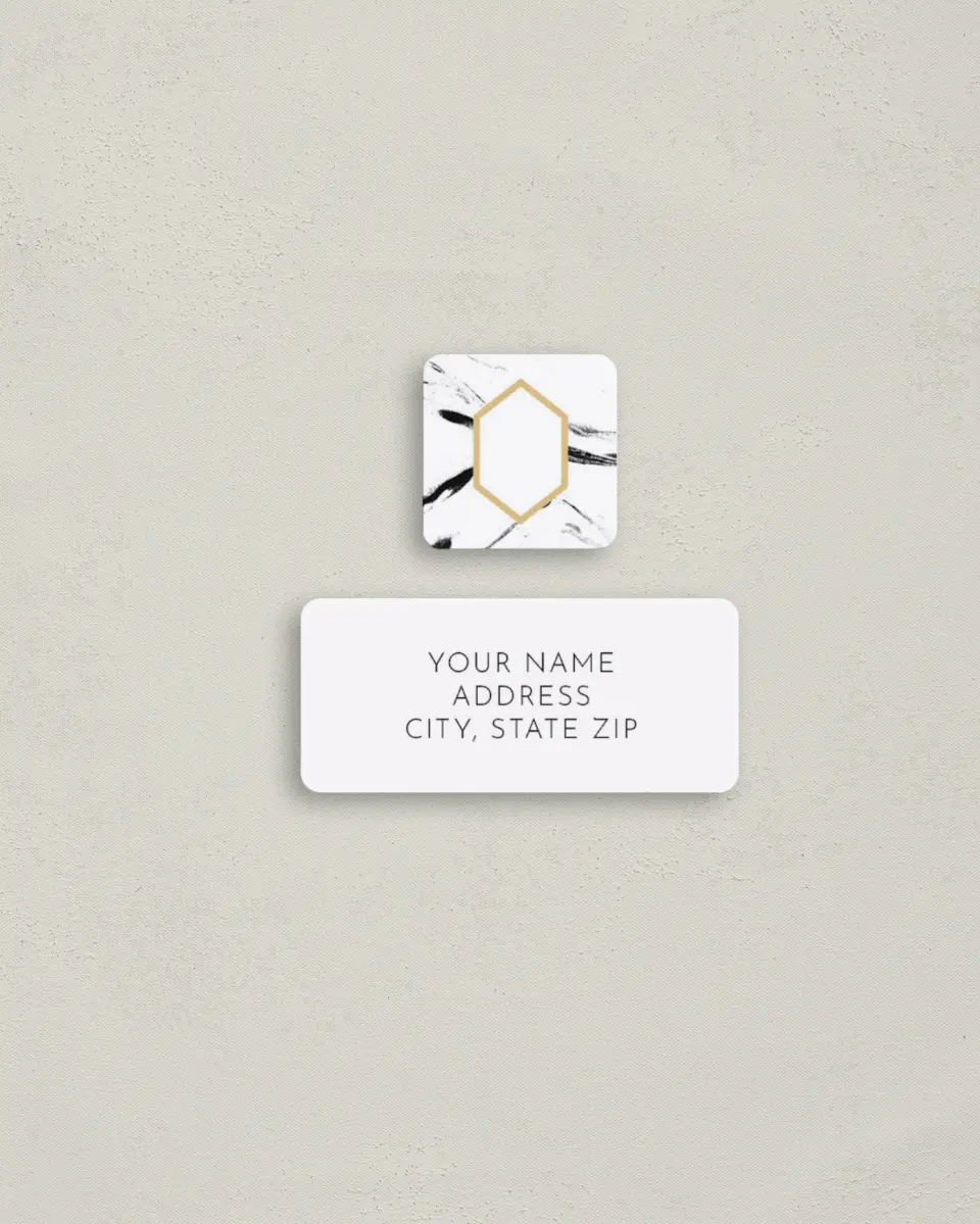 This is a 2¼" x 1" Labels; 1" x 1" Seals Return Address Label called Elegant Marble printed in full color