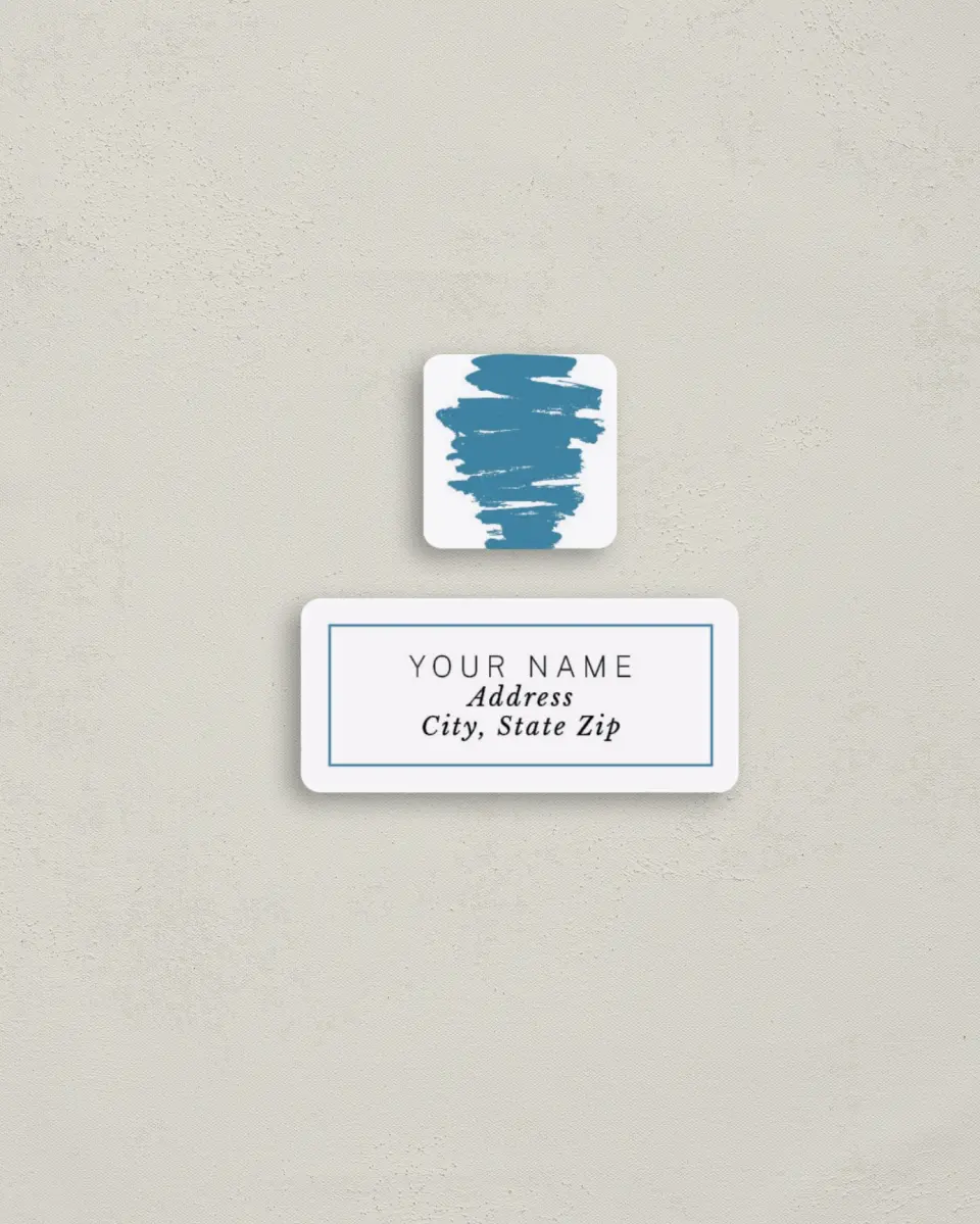 This is a 2¼" x 1" Labels; 1" x 1" Seals Return Address Label called Modern Brush printed in full color