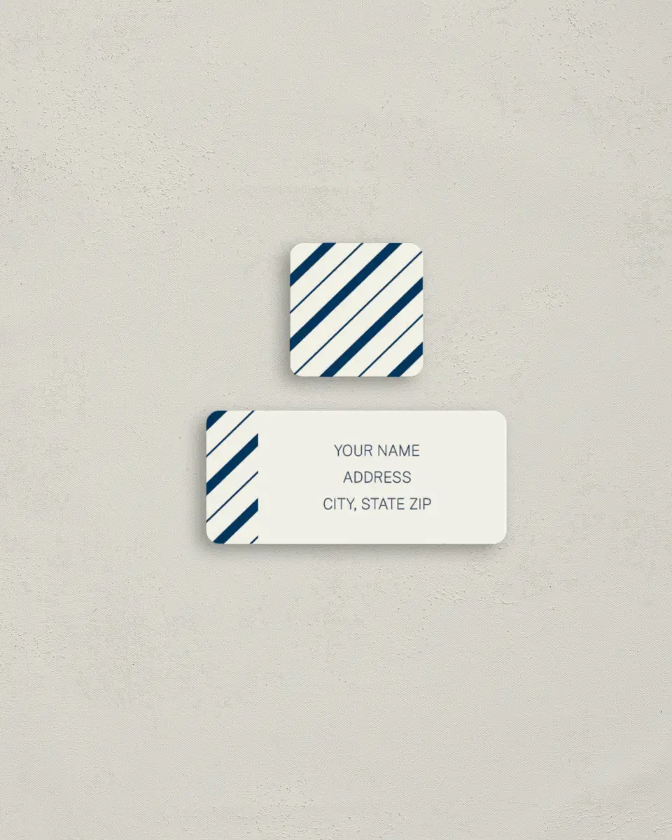 This is a 2¼" x 1" Labels; 1" x 1" Seals Return Address Label called Lustrous Lines printed in full color