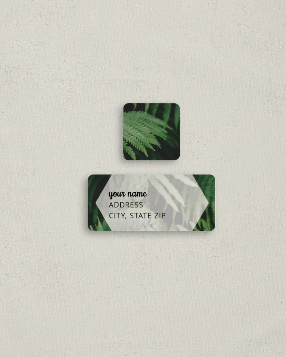 This is a 2¼" x 1" Labels; 1" x 1" Seals Return Address Label called Geometric Garden printed in full color