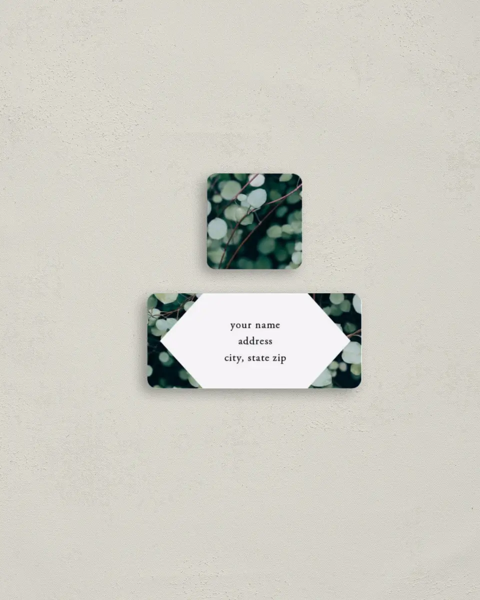 This is a 2¼" x 1" Labels; 1" x 1" Seals Return Address Label called Vogue Vineyard printed in full color