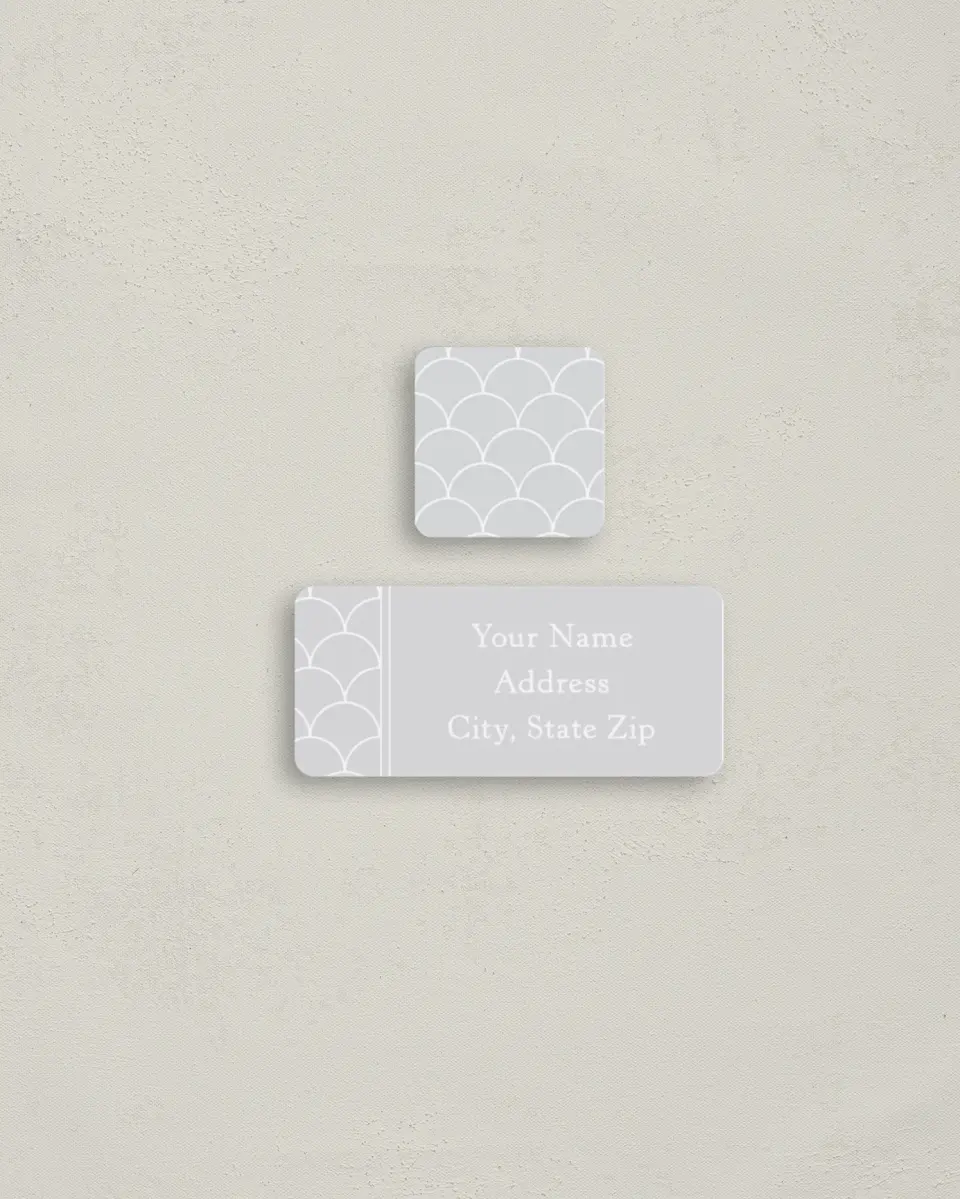This is a 2¼" x 1" Labels; 1" x 1" Seals Return Address Label called Simply Scalloped printed in full color