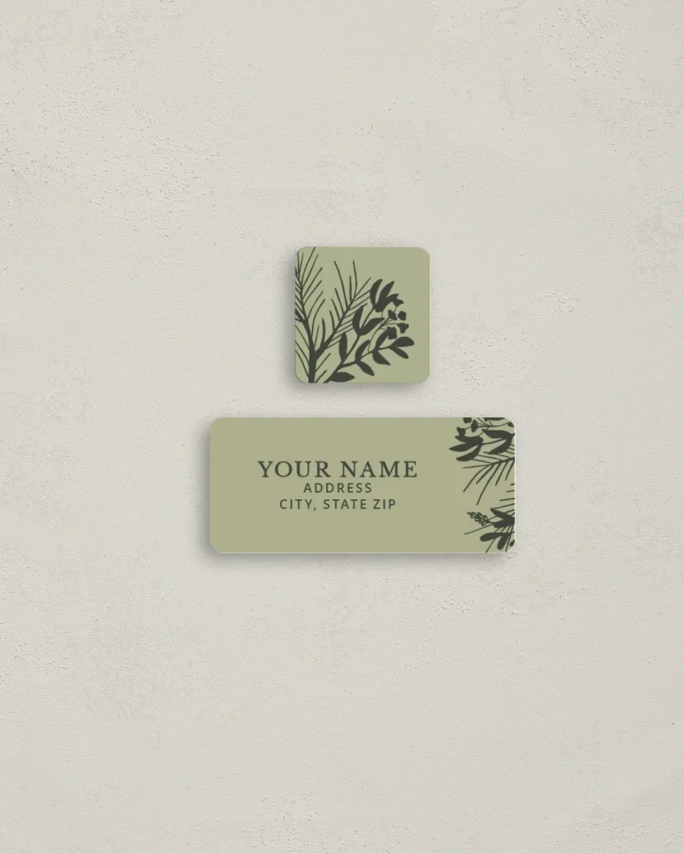 This is a 2¼" x 1" Labels; 1" x 1" Seals Return Address Label called Greenery Crown printed in full color
