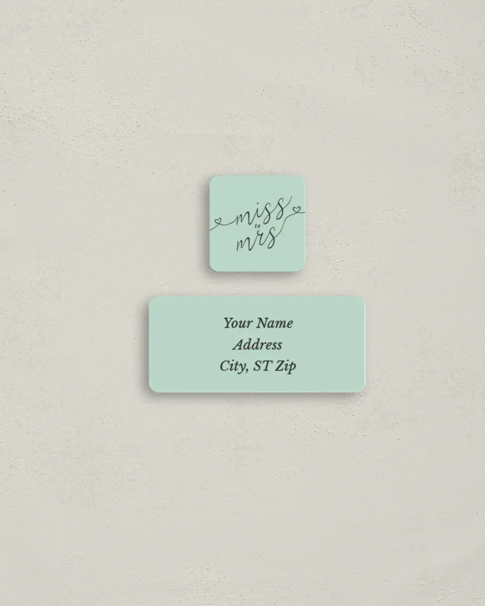 This is a 2¼" x 1" Labels; 1" x 1" Seals Return Address Label called Soon To Be Mrs. printed in full color