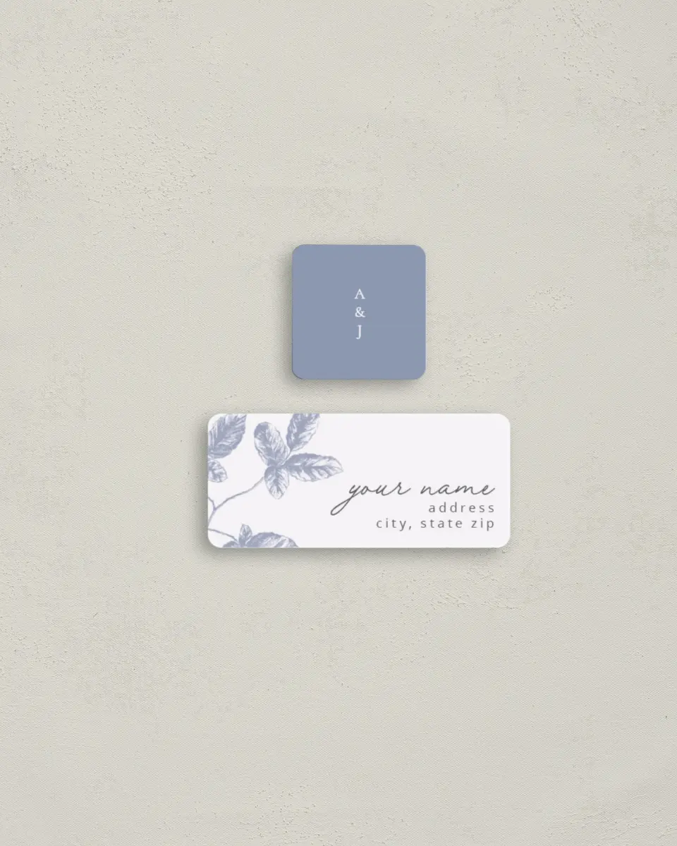 This is a 2¼" x 1" Labels; 1" x 1" Seals Return Address Label called Leafy Elegance printed in full color