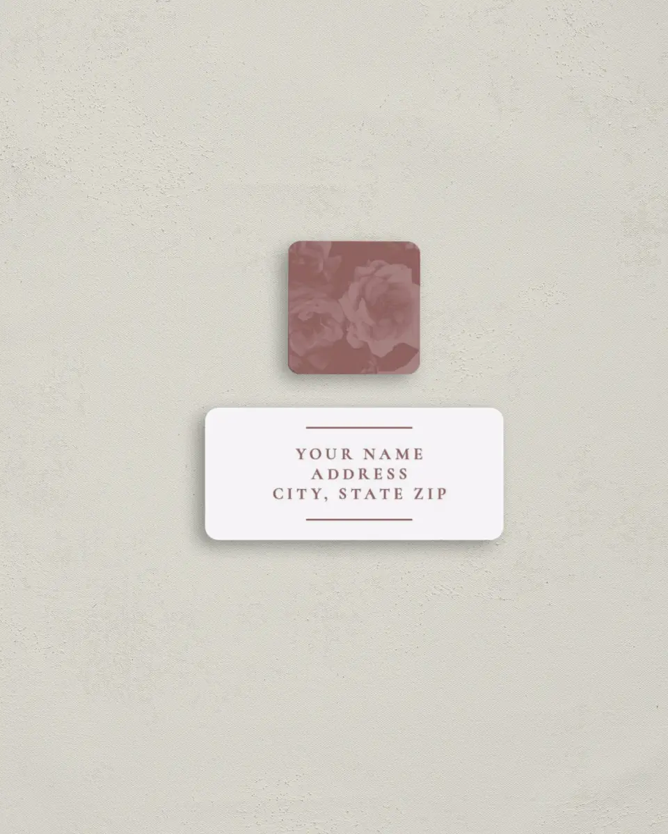 This is a 2¼" x 1" Labels; 1" x 1" Seals Return Address Label called Blushing Beauty printed in full color