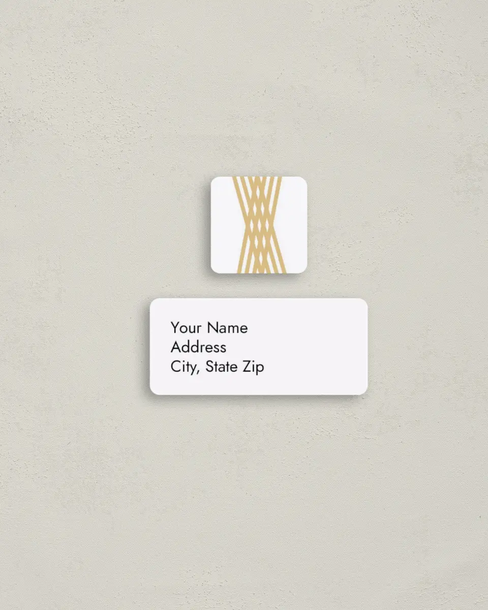 This is a 2¼" x 1" Labels; 1" x 1" Seals Return Address Label called Forever Gilded printed in full color