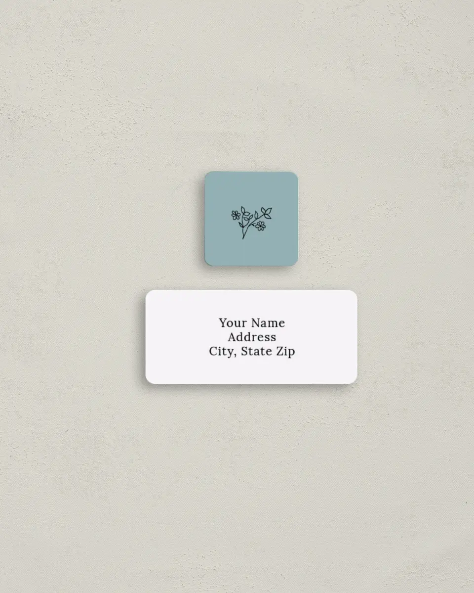 This is a 2¼" x 1" Labels; 1" x 1" Seals Return Address Label called Cool Blooms printed in full color