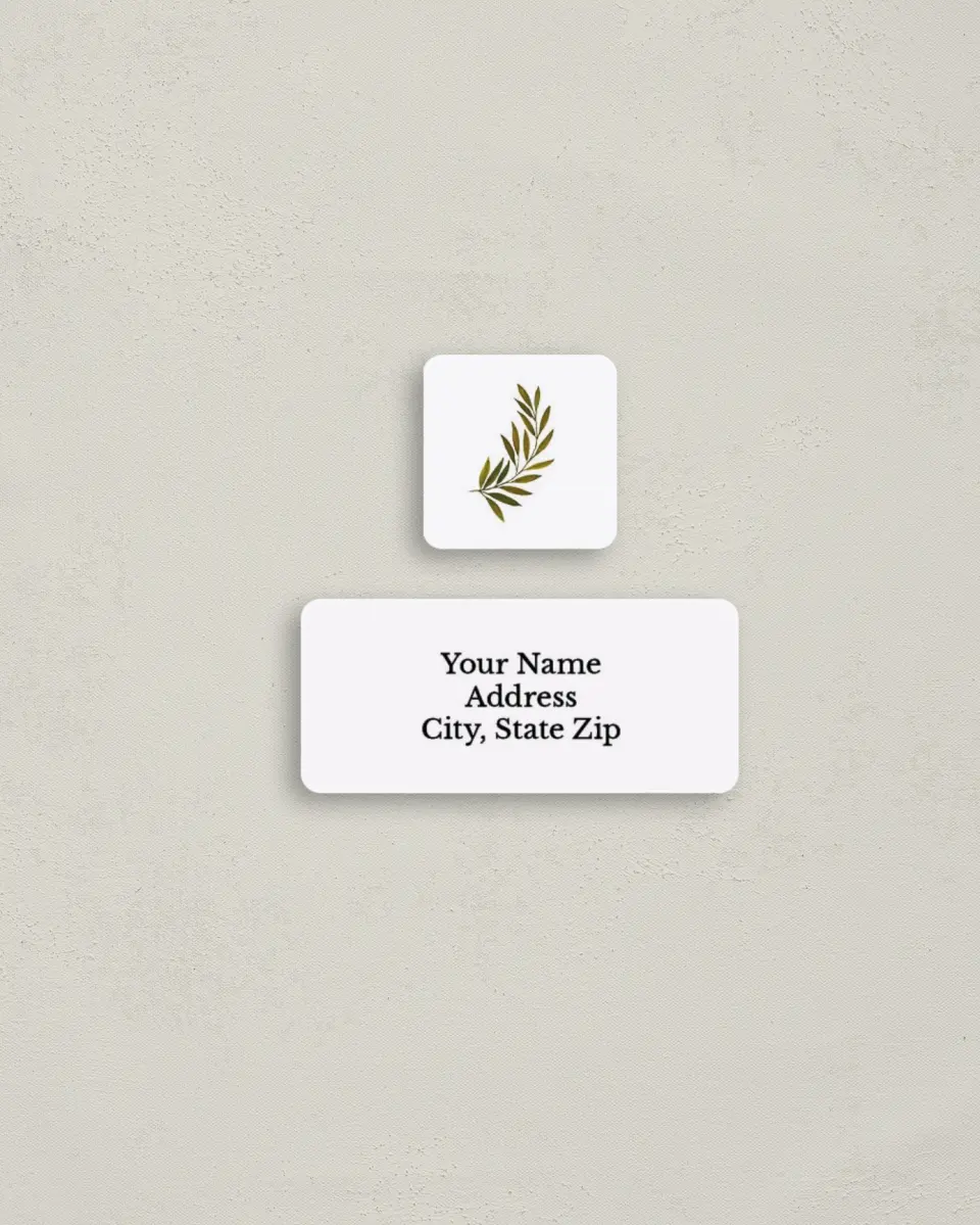 This is a 2¼" x 1" Labels; 1" x 1" Seals Return Address Label called Gilded Sage printed in full color