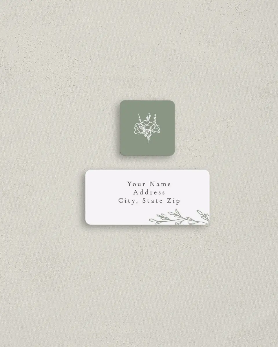 This is a 2¼" x 1" Labels; 1" x 1" Seals Return Address Label called Poetic Bloom printed in full color