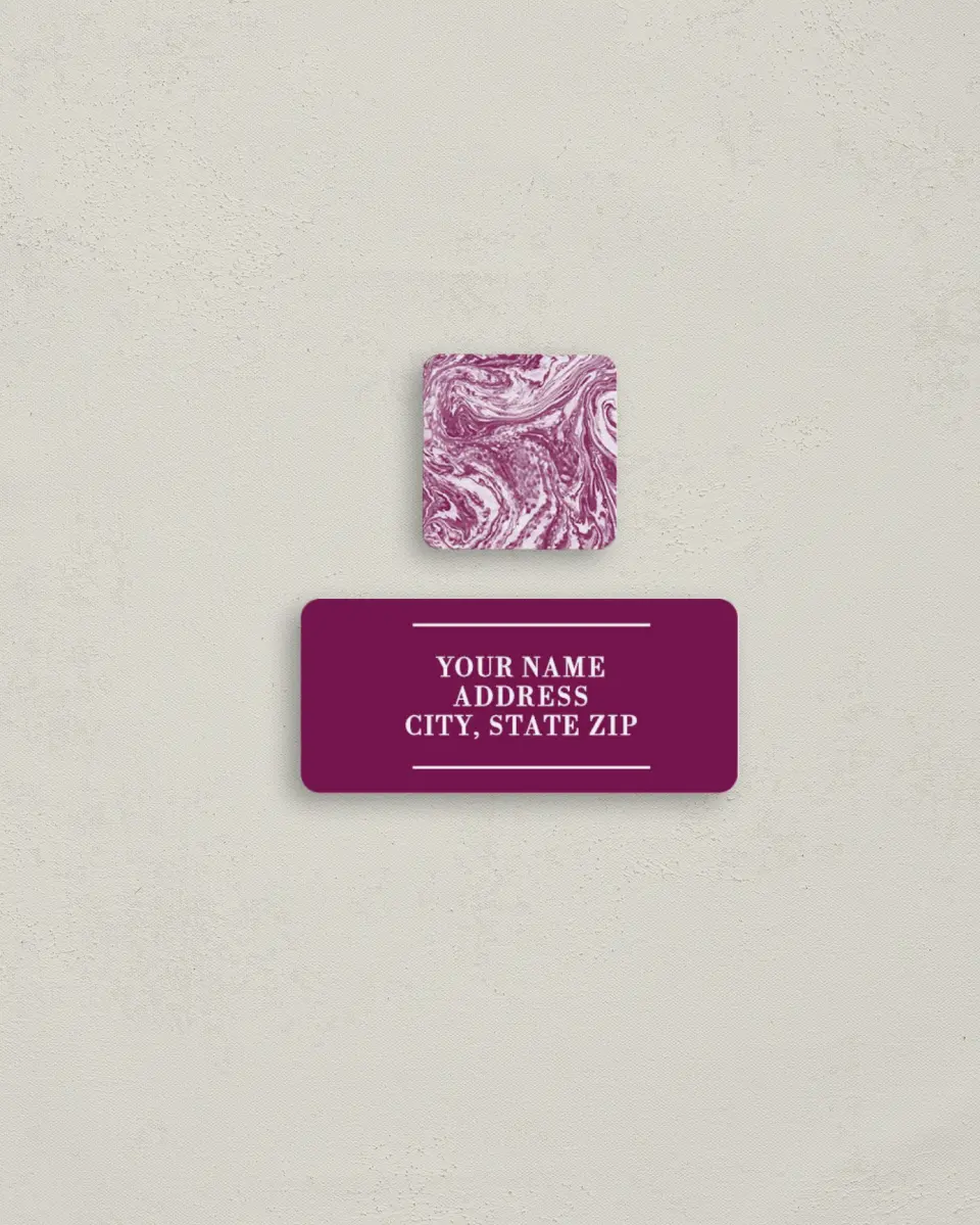 This is a 2¼" x 1" Labels; 1" x 1" Seals Return Address Label called Marble Mystique printed in full color