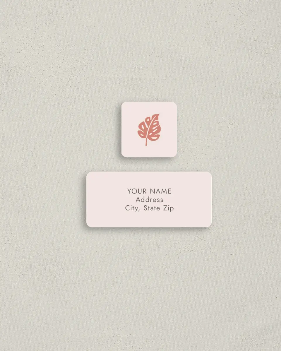 This is a 2¼" x 1" Labels; 1" x 1" Seals Return Address Label called Tropical Palms printed in full color