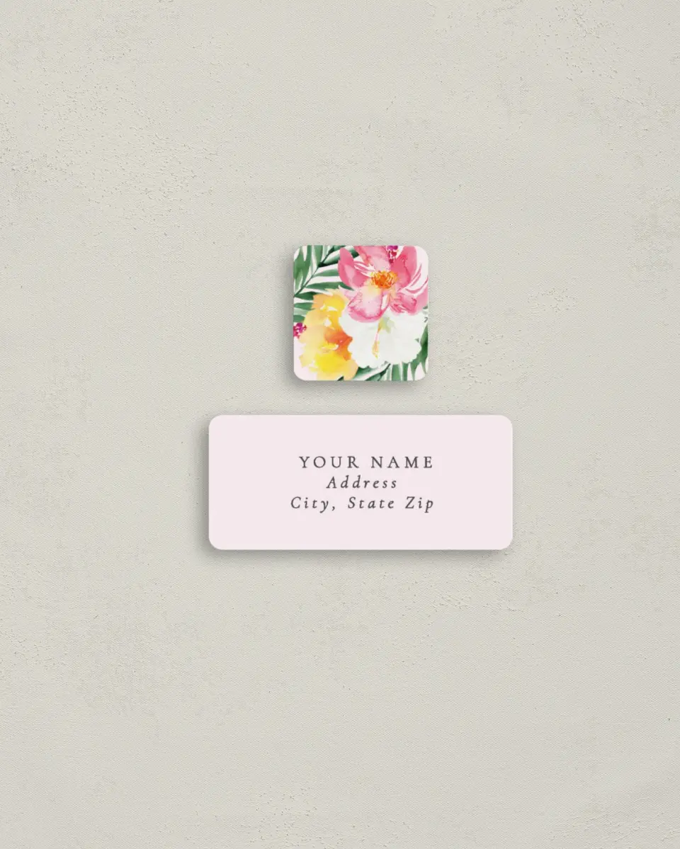This is a 2¼" x 1" Labels; 1" x 1" Seals Return Address Label called Paradise of Love printed in full color