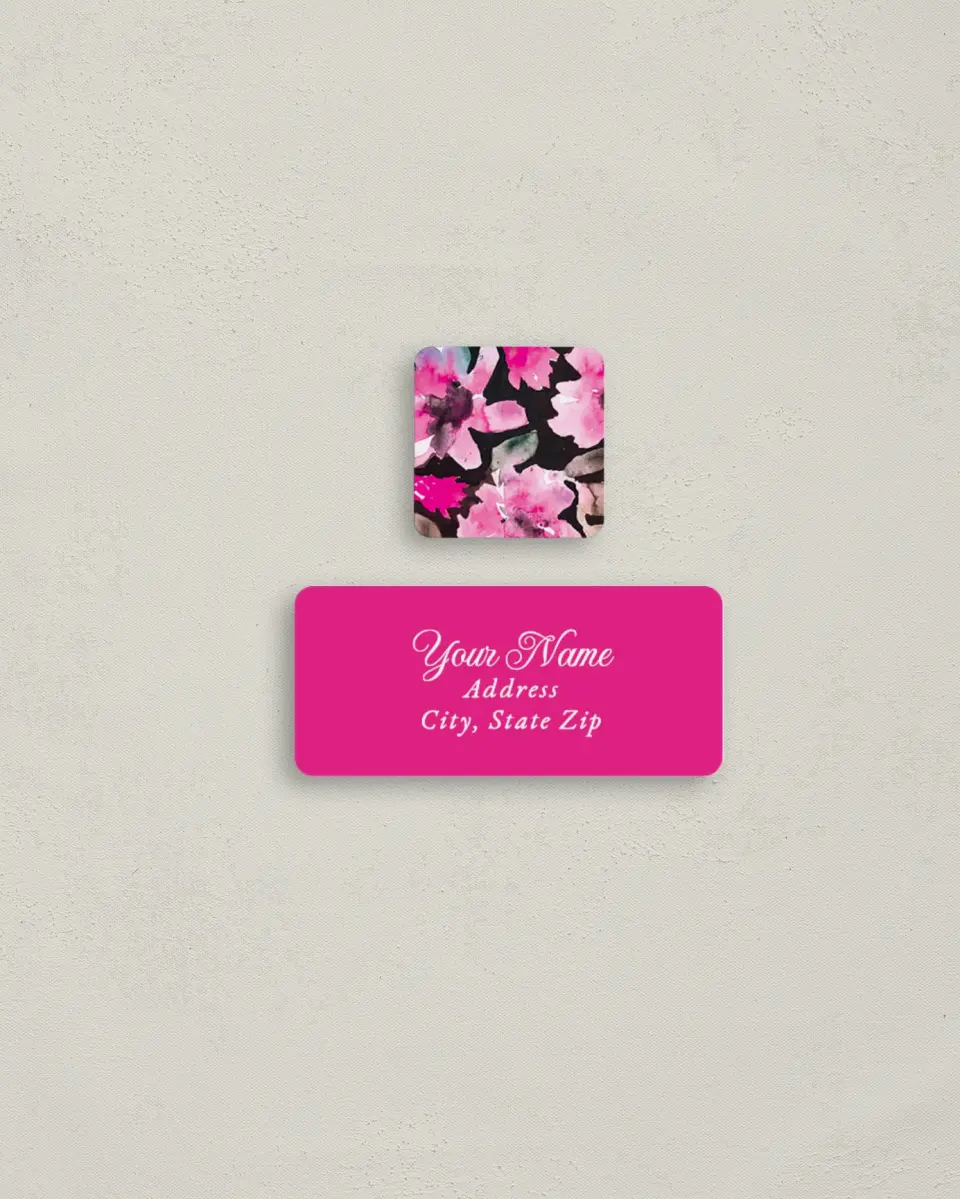 This is a 2¼" x 1" Labels; 1" x 1" Seals Return Address Label called Dark Blooms printed in full color