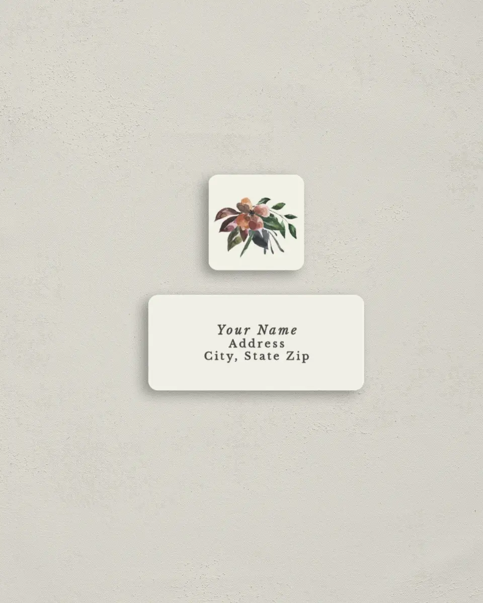 This is a 2¼" x 1" Labels; 1" x 1" Seals Return Address Label called Golden Blooms printed in full color