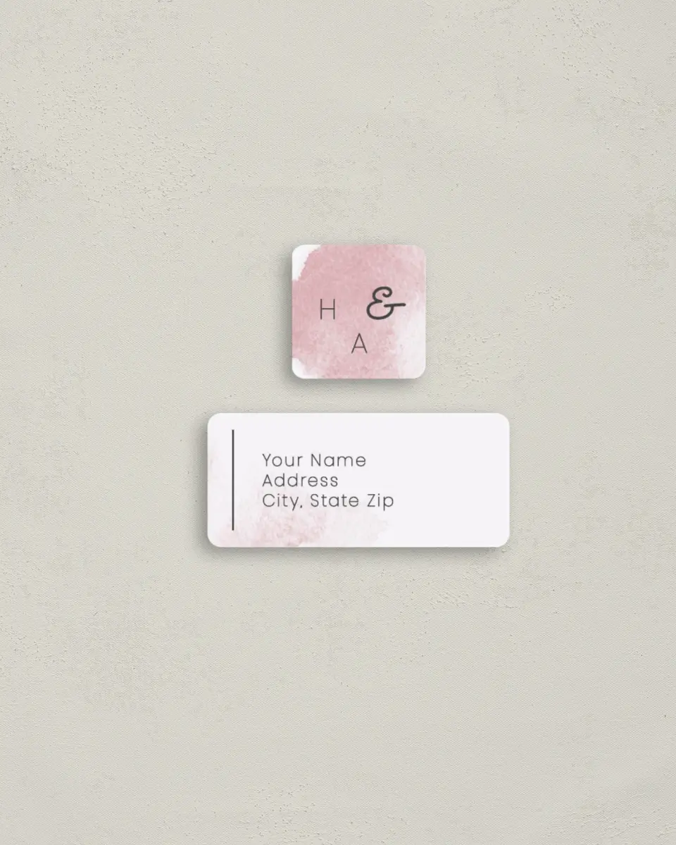 This is a 2¼" x 1" Labels; 1" x 1" Seals Return Address Label called Watercolor Rapture printed in full color