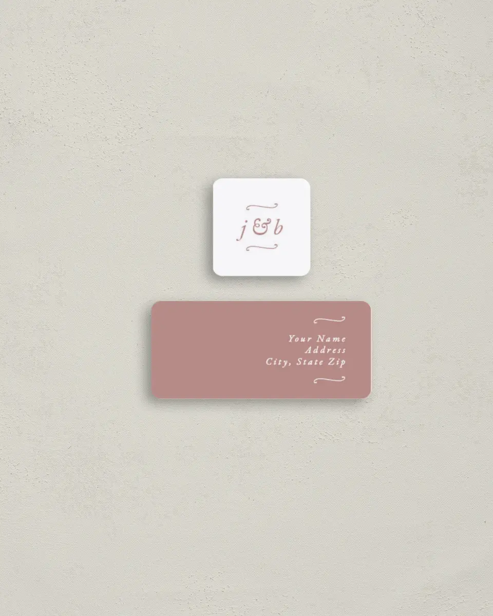 This is a 2¼" x 1" Labels; 1" x 1" Seals Return Address Label called Modern Whisper printed in full color