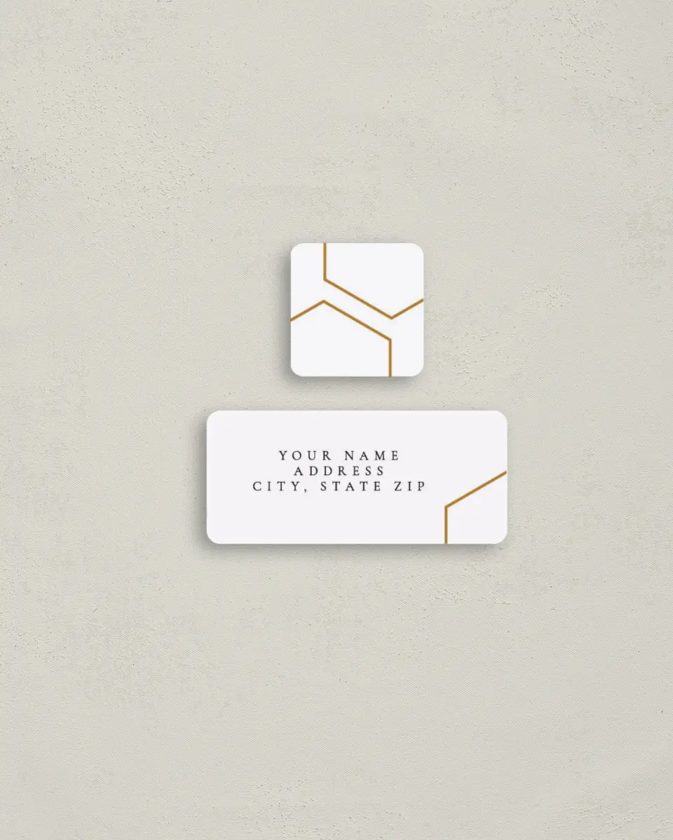 This is a 2¼" x 1" Labels; 1" x 1" Seals Return Address Label called Love's Ribbon printed in full color