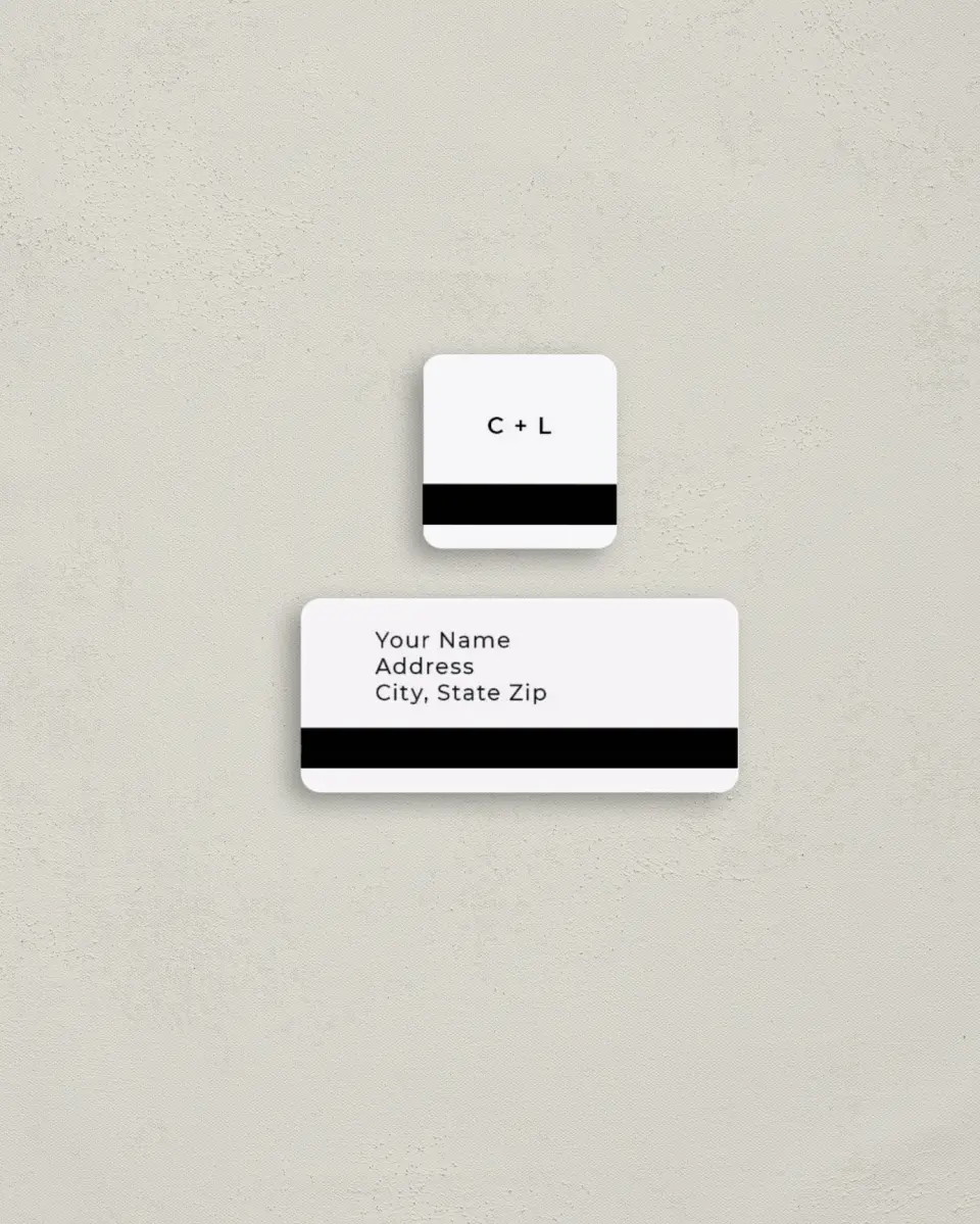 This is a 2¼" x 1" Labels; 1" x 1" Seals Return Address Label called Bold Heading printed in full color