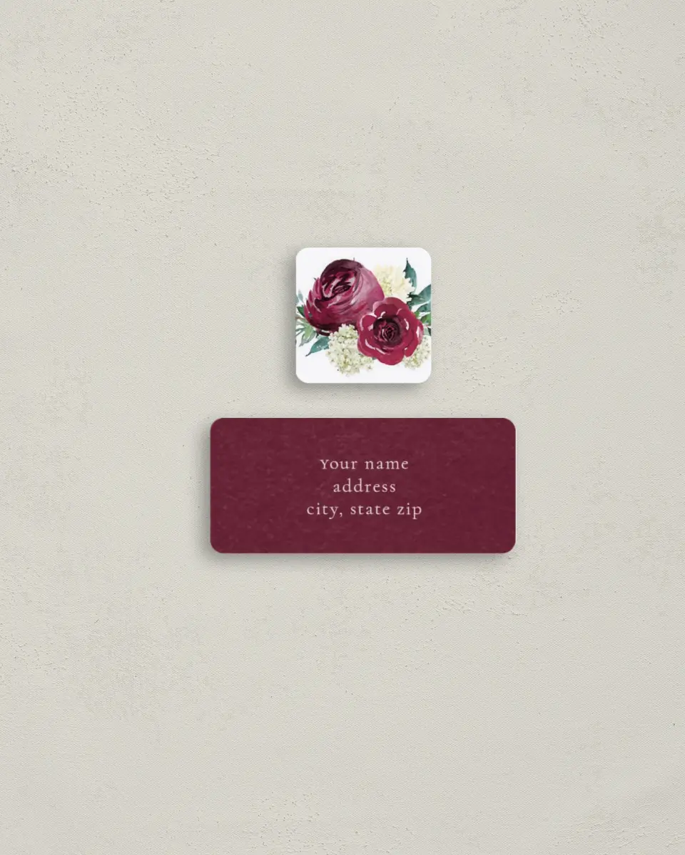 This is a 2¼" x 1" Labels; 1" x 1" Seals Return Address Label called Floral Touch printed in full color