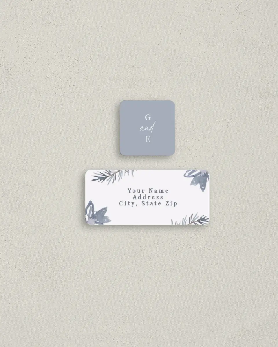 This is a 2¼" x 1" Labels; 1" x 1" Seals Return Address Label called Winter Floral printed in full color