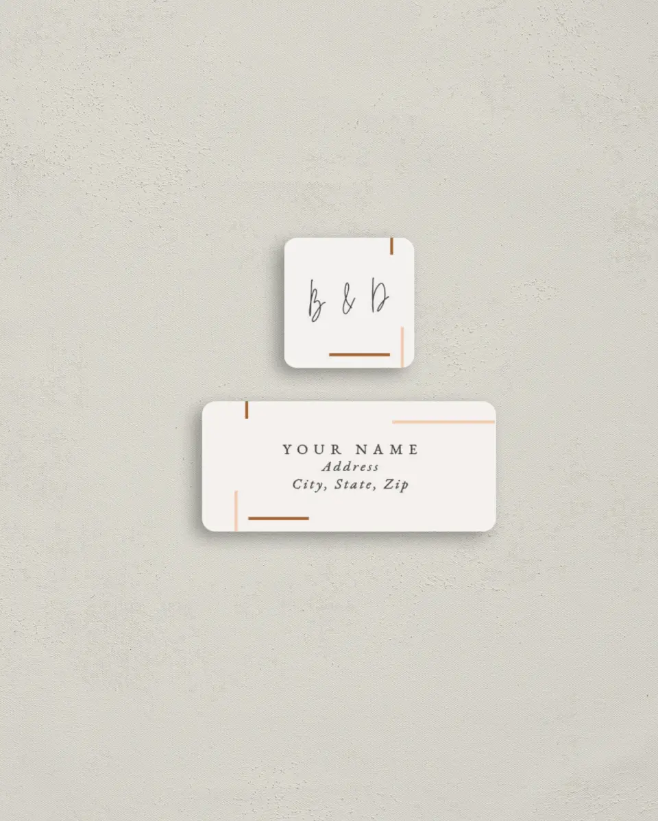 This is a 2¼" x 1" Labels; 1" x 1" Seals Return Address Label called Playful Script printed in full color