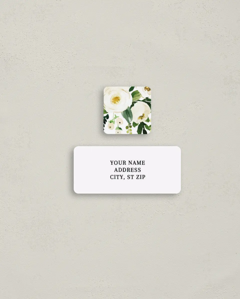 This is a 2¼" x 1" Labels; 1" x 1" Seals Return Address Label called Elegant Garden printed in full color