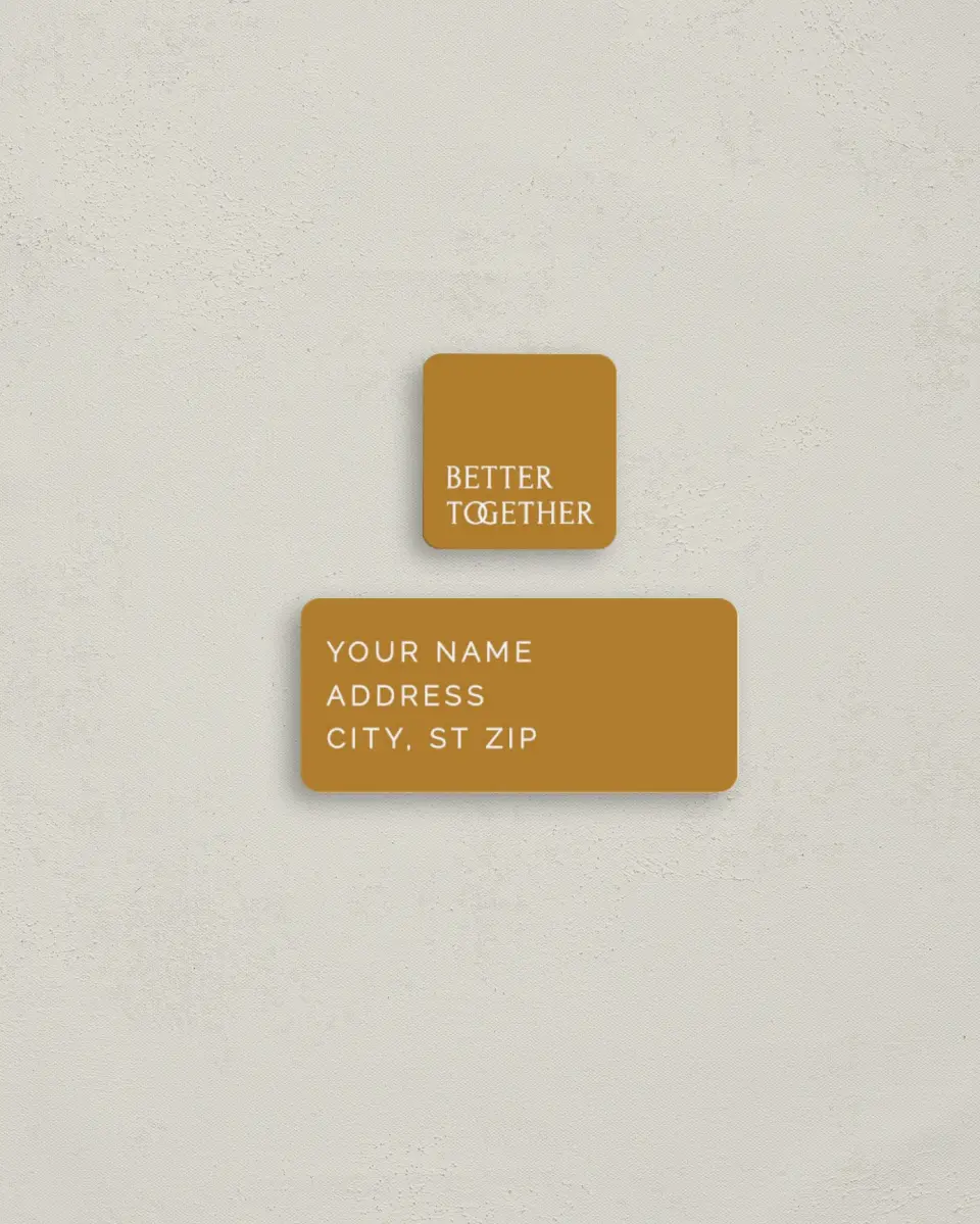 This is a 2¼" x 1" Labels; 1" x 1" Seals Return Address Label called Joined Together printed in full color
