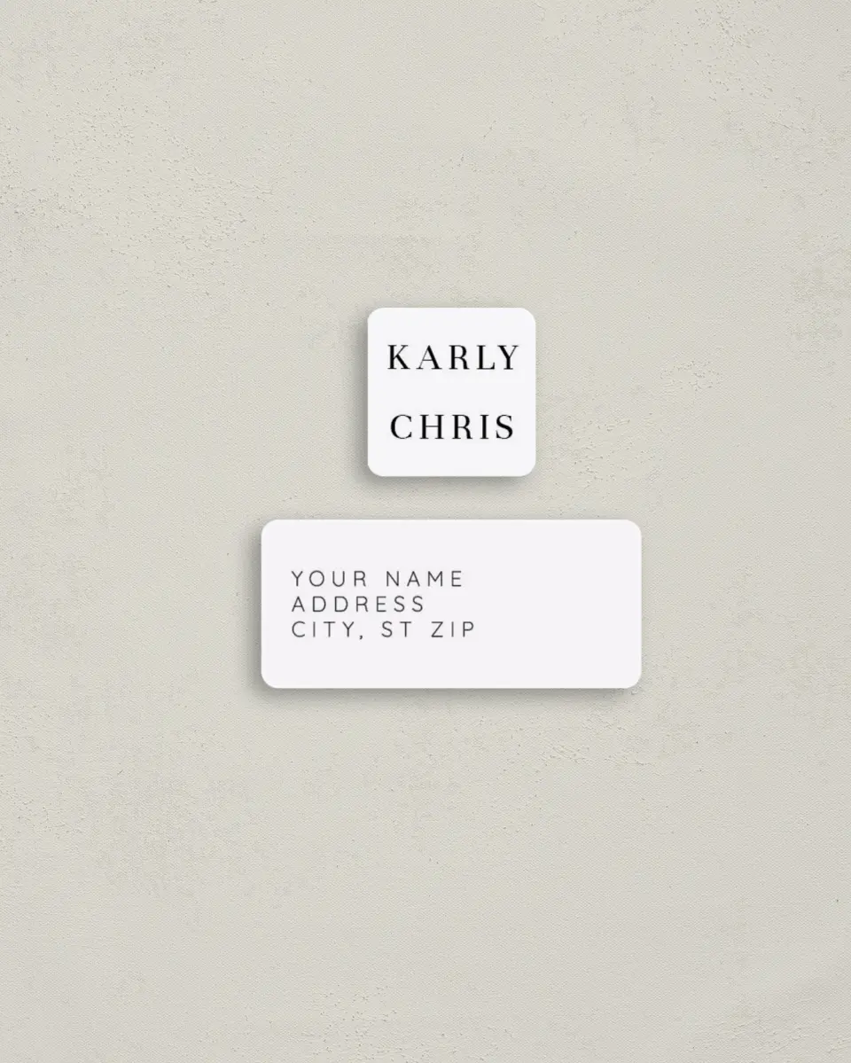 This is a 2¼" x 1" Labels; 1" x 1" Seals Return Address Label called Modern Love Box printed in full color