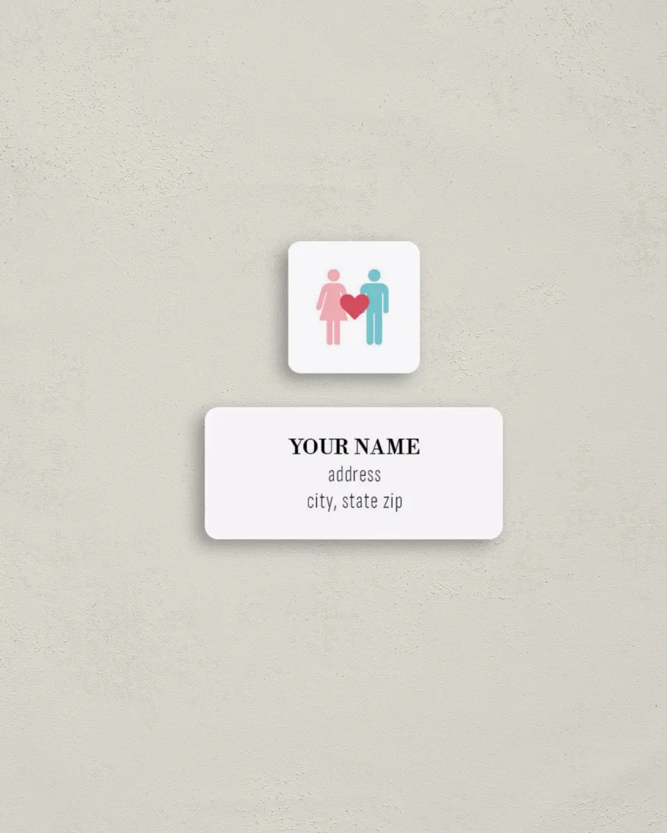 This is a 2¼" x 1" Labels; 1" x 1" Seals Return Address Label called Our Story printed in full color