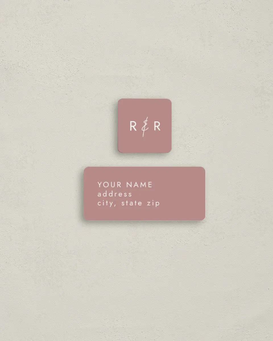 This is a 2¼" x 1" Labels; 1" x 1" Seals Return Address Label called Stylish Script printed in full color