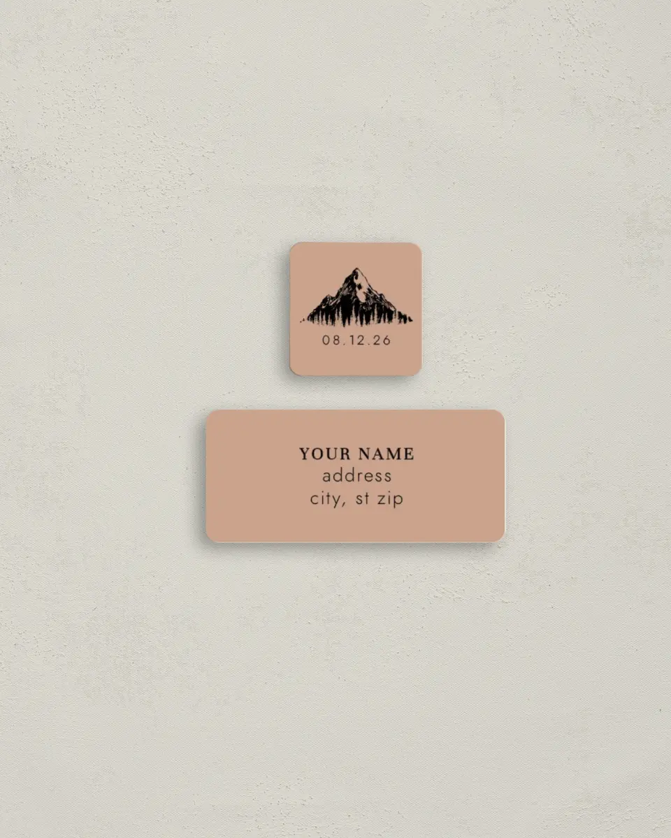 This is a 2¼" x 1" Labels; 1" x 1" Seals Return Address Label called Our Adventure printed in full color