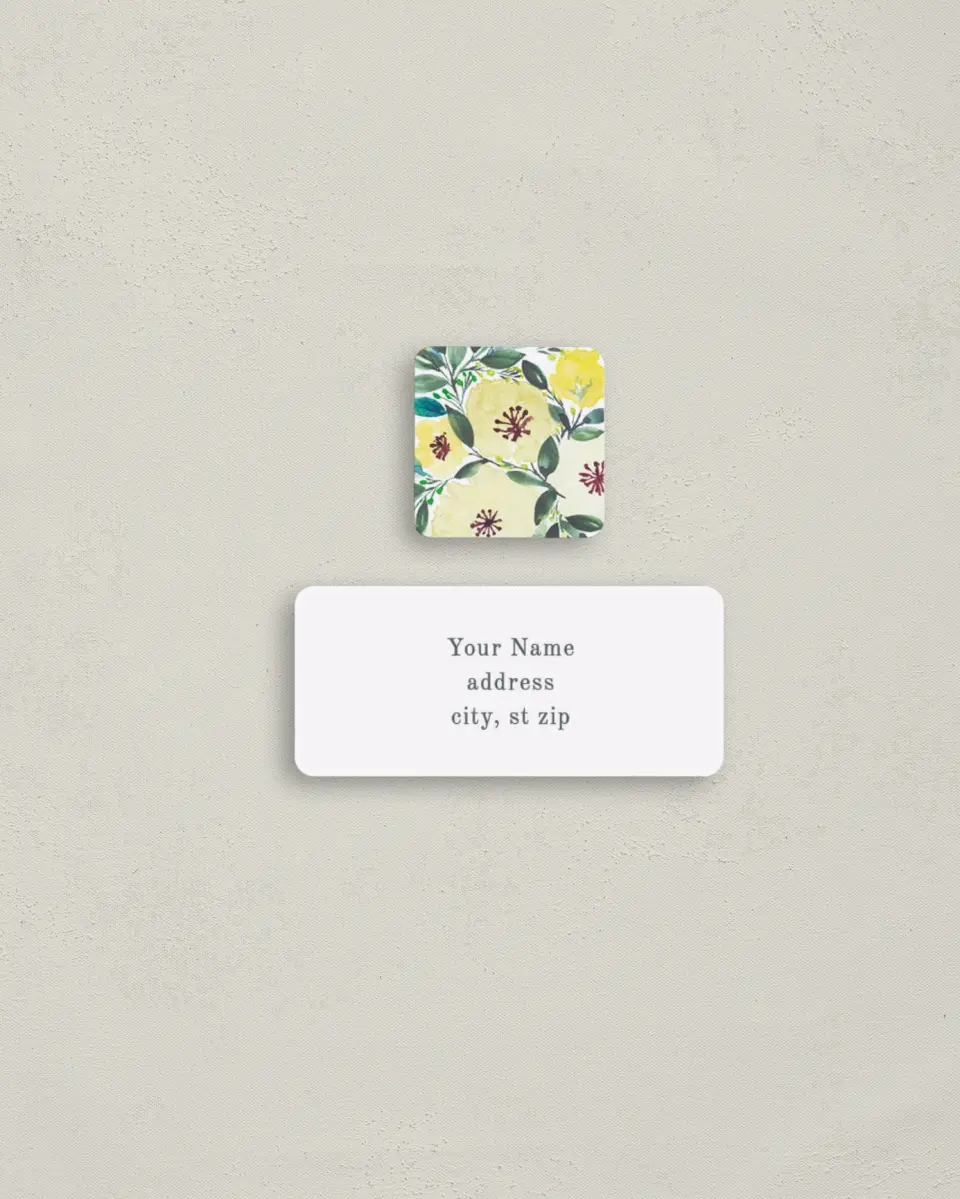 This is a 2¼" x 1" Labels; 1" x 1" Seals Return Address Label called Bold Blooms printed in full color