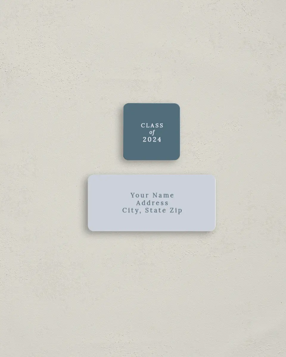 This is a 2¼" x 1" Labels; 1" x 1" Seals Return Address Label called Quiet Quad printed in full color