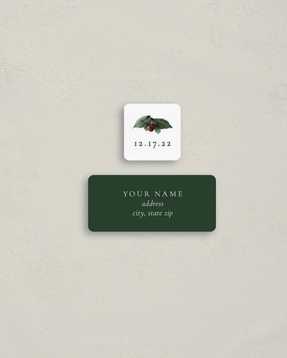 This is a 2¼" x 1" Labels; 1" x 1" Seals Return Address Label called Festive Celebration printed in full color