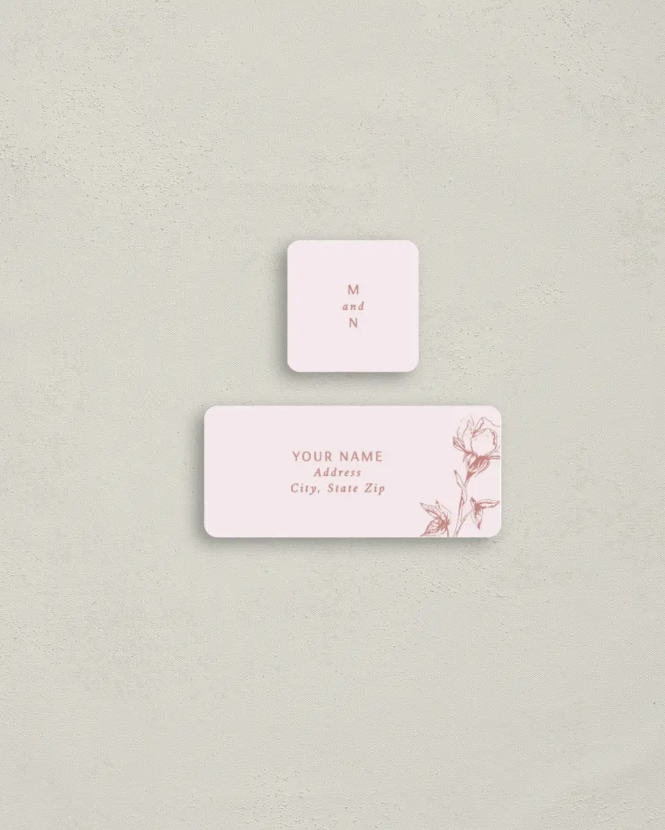 This is a 2¼" x 1" Labels; 1" x 1" Seals Return Address Label called Blooming Bud printed in full color