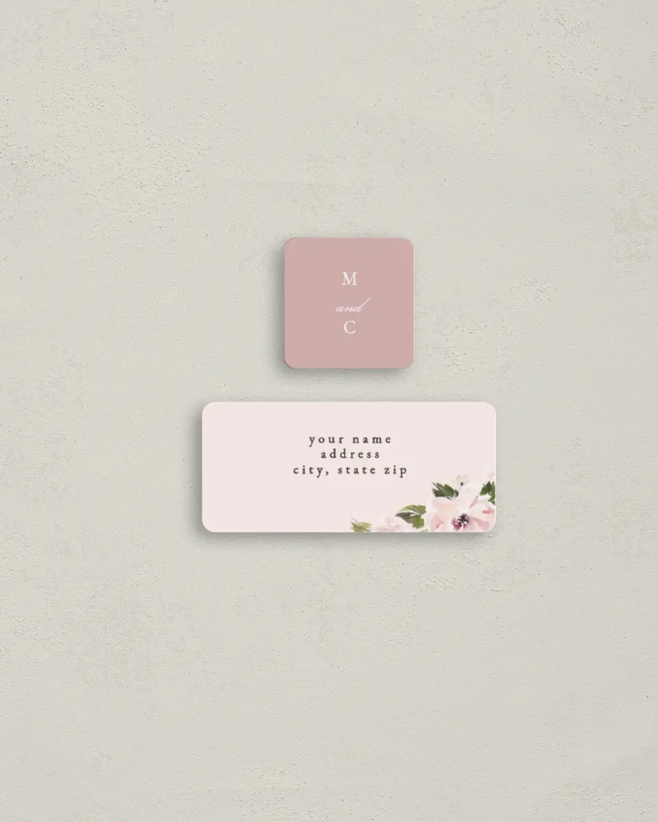 This is a 2¼" x 1" Labels; 1" x 1" Seals Return Address Label called Sweet Floral printed in full color